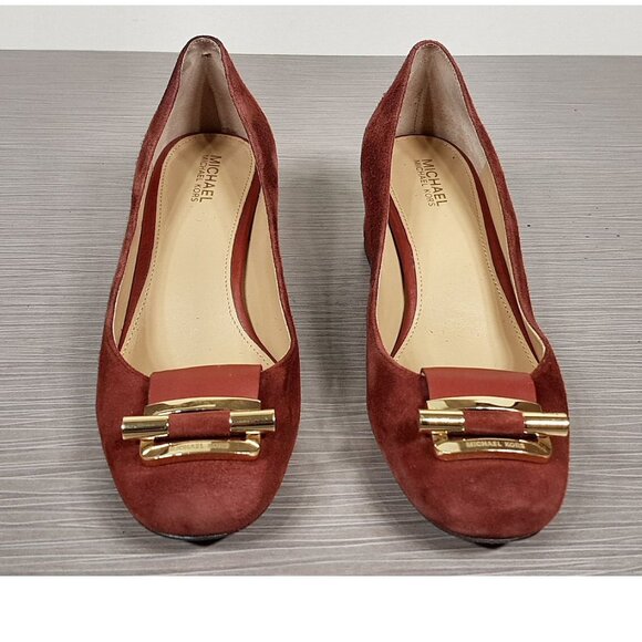 MICHAEL Michael Kors 'Gloria' Square Toe Pump Brick Color Suede Womens Size 5 - Picture 2 of 6